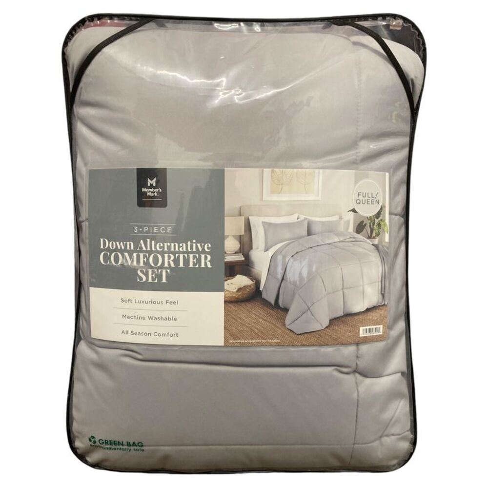 Member's Mark Down Alternative Comforter Set, Soft Silver, Full/Queen
